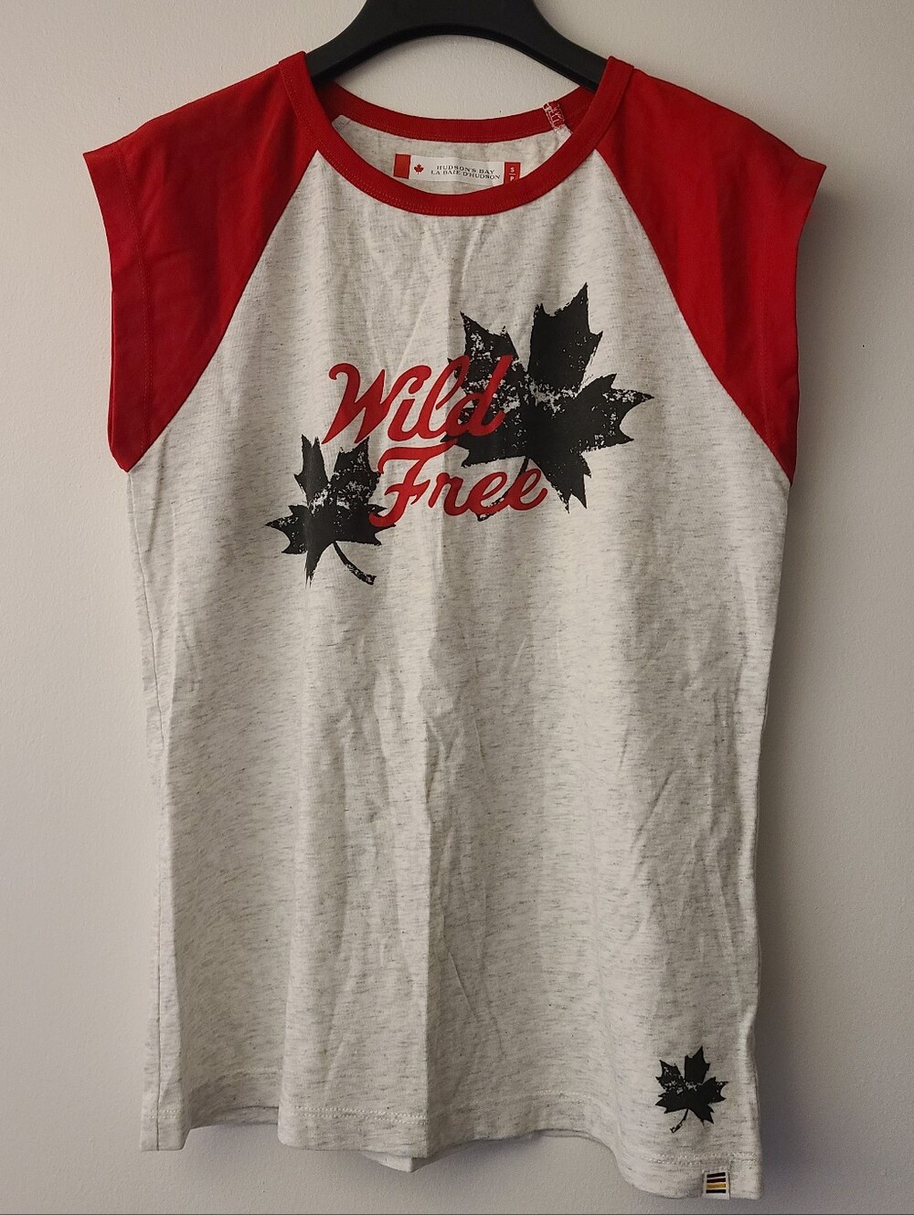 Hudson's Bay Company 'Wild Free' Red & Heather Gray Sleeveless Tee Womens Size S